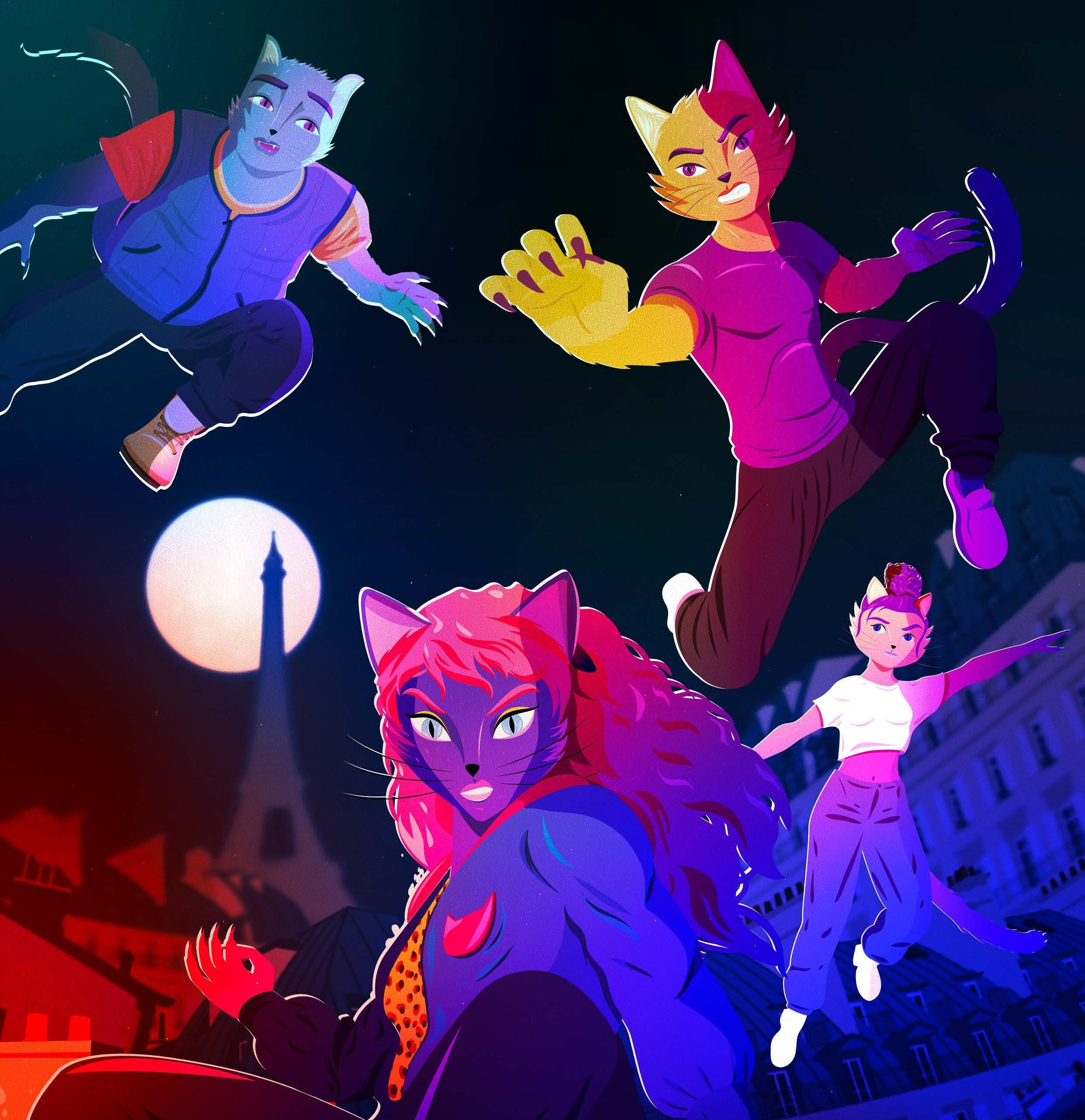 Rose, Azad, Zadig et Sevan dans Paris, illustration de CATGANG